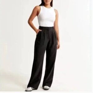 Abercrombie & Fitch A&F Sloane Tailored Wide Leg Pant black 30 10 short curve